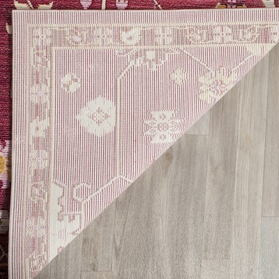 Fuchsia and Multicolor Synthetic Abstract Area Rug, 3' x 5'