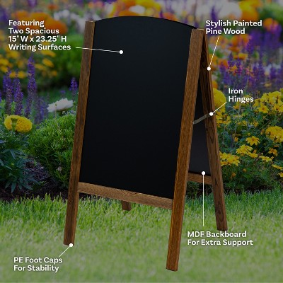 Rustic Brown Pine Wood A-Frame Chalkboard Sign with Chalk and Eraser