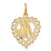Black Bow Jewelry 14k Yellow Gold, Grace Collection, Satin Heart Initial M Pendant, 15mm - 3 of 4