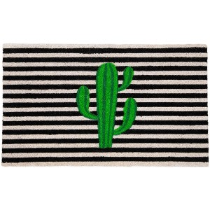 Northlight Green Cactus Striped Natural Coir Outdoor Doormat 18" x 30" - 1 of 4