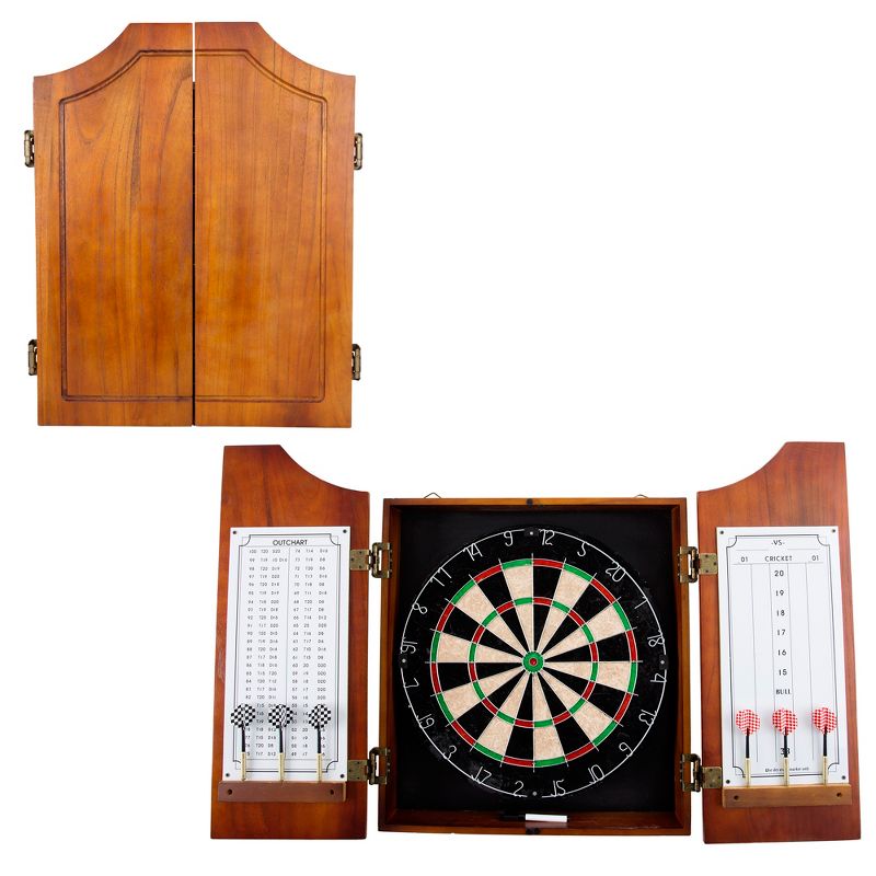 Trademark Games Ultralight Pro-Style Dart Board and Darts in Beveled Wood Dart Cabinet, 3 of 8