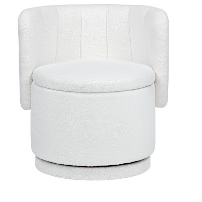 Ridstar Beige 360 Degree Swivel Accent Chair With Storage Space, Suitable For Bedroom and Living Room