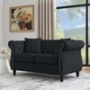 TiramisuBest 58.8" 2-Seater Tufted Velvet Sofa with Rolled Arms & Nailhead Trim, Black for Living Room,Bedroom & Office-2 Pillows - 3 of 4