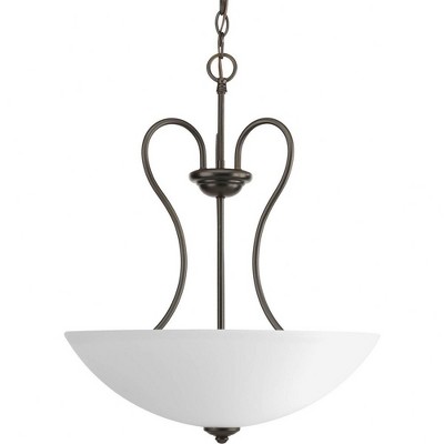 Progress Lighting Heart 3-Light Chandelier, Antique Bronze, Opal Etched Glass Shades