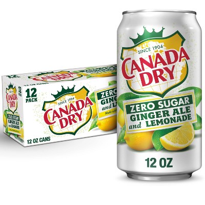 Canada Dry Zero Sugar Ginger Ale and Lemonade Soda - 12pk/12 fl oz Cans