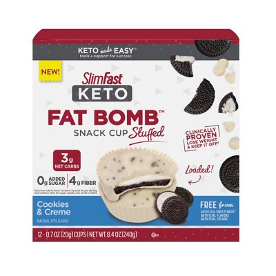 SlimFast Keto Fat Bomb Stuffed Snack Cup - Cookies & Creme - 12ct