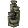 Outsunny Outdoor Fountain with 4-Tier Stacked Stone Look Bowls, Cascading Waterfall, Adjustable Flow & LED Lights, Rustic Zen Garden Décor, Gray - 4 of 4