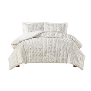 Gracie Mills Maelona Metallic Print Faux Fur Comforter Set - 1 of 4