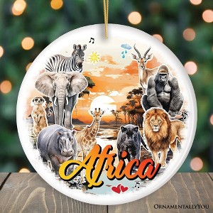 Natural Beauty and African Wildlife Artistic Ornament, Watercolor Safari View of Africa Souvenir Gift| OrnamentallyYou - 1 of 4