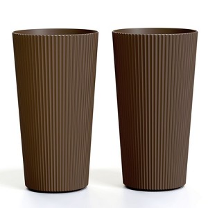 SEVOBAL 2 Piece Planters, Flower Pot with Stand, Mid-Century Modern Home Decor for Balcony Garden - 1 of 4