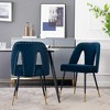 Akoasm Set of 2 Modern Velvet Upholstered Dining Chair with Nailheads and Gold Tipped Black Metal Legs For Dining Room & Kitchen-Blue - 2 of 4