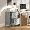 HOMCOM 2 Drawer Vertical File Cabinet with Silent Slides, Farmhouse Filing Cabinet with Barn Doors for A4/Letter Size, Distressed Light Gray - 3 of 4