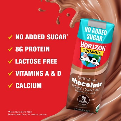 Horizon Organic Lactose Free, No Added Sugar - Chocolate - 6pk/8 fl oz Boxes