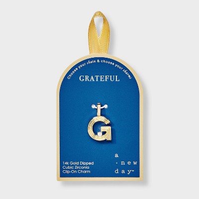 14K Gold Dipped Cubic Zirconia Ribbed Letter Charm - A New Day™ Gold