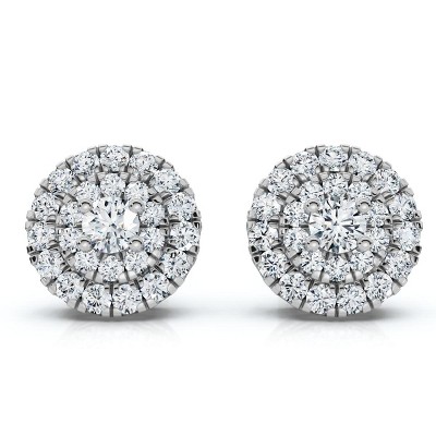 Pompeii3 5/8Ct Double Halo Women's Diamond Earrings 14k Gold Lab Created