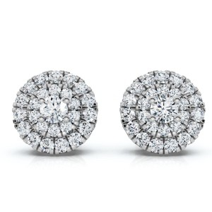 Pompeii3 5/8Ct Double Halo Women's Diamond Earrings 14k Gold Lab Created - 1 of 4