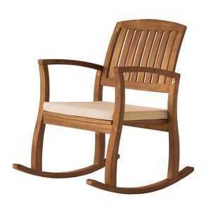 Dexmalle Acacia Wood Patio Outdoor Rocking Chair with cushions - 1 of 4