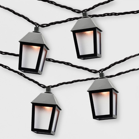 10ct Incandescent Outdoor Lantern String Lights Black Threshold