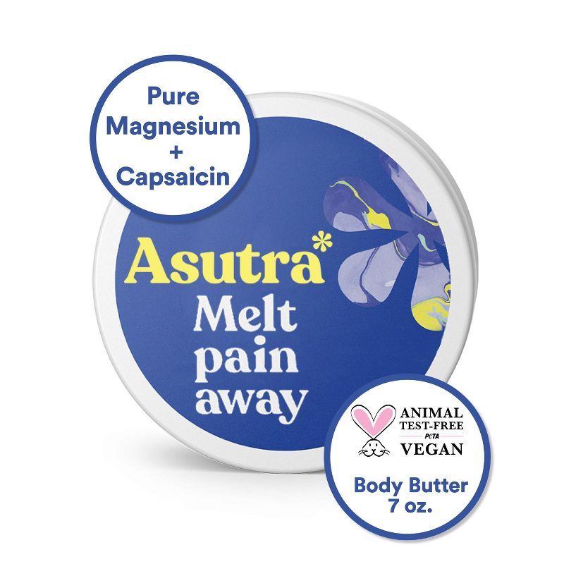 Asutra Melt Pain Away Natural Pain Relief Magnesium Capsaicin Body Butter - 7oz, 1 of 12