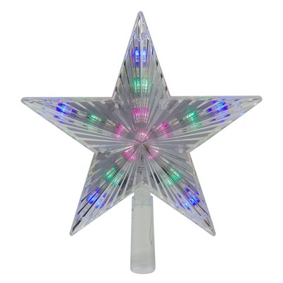 J. Hofert Co 9.5" Lighted Clear 5 Point Star Christmas Tree Topper - Multicolor LED Lights