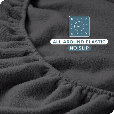 Full Size Gray Polar Fleece Deep Pocket Fitted Sheet