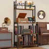 HDZNVF Record Player Stand With Charging Station, Turntable Stand Holds Up To 300 Albums Rustic Brown - 3 of 4