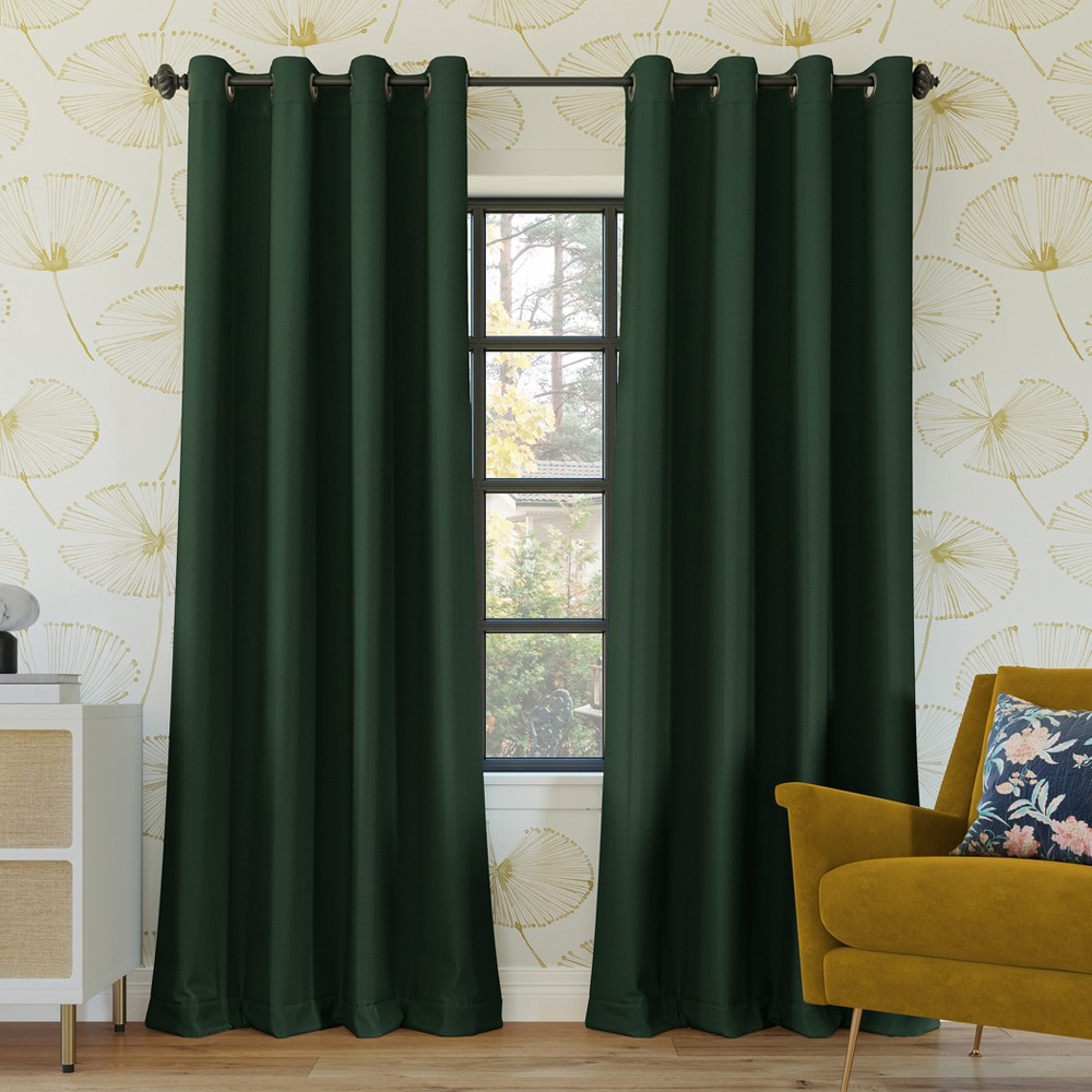 Photos - Curtains & Drapes 52"x84" Sun Zero Blackout Oslo Theater Grade Grommet Curtain Panel Evergre