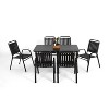 TiramisuBest 5-Piece Outdoor Acacia Wood & PE Rattan Bar Set - Foldable Table, 4 Cushioned Stools, All-Weather Bistro (Brown) - 3 of 4
