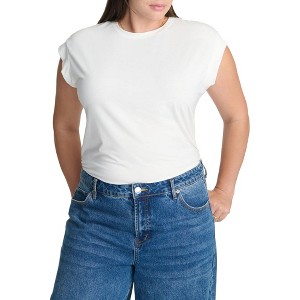 ELOQUII Elements Women's Plus Size Jersey Knit T Shirt Short Sleeve - 1 of 2