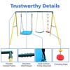 Swing Sets For Backyard, 3 In 1 Heavy Duty Metal Swing Sets With 2 Swings, Climbing Rope, Steel A-frame Metal Stand Sets For Kids Playground - 4 of 4