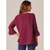 Seta T Women's V Neck Solid Pintuck Double Ruffle 3/4 Sleeve Lightweight Casual Top - 4 of 4