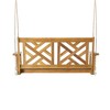 Outdoor Porch Swing Chair, Acacia Wood Swing Chair Bench With Hanging Chain, Outdoor Patio Hanging Bench Chair Furniture - 4 of 4