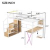 CAVINAS Twin Size Loft Bed Metal Bed Frame with Desk, LED, Storage Stair and Guardrail for Bedroom - 4 of 4