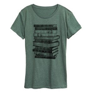 Women's - Instant Message - Stacked Books Short Sleeve Graphic T-Shirt - 1 of 4