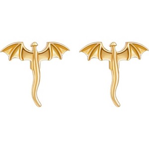 Small Cute Dragon Stud Earrings for Women, Silver & Gold Color Animal Jewelry Gift - 1 of 4