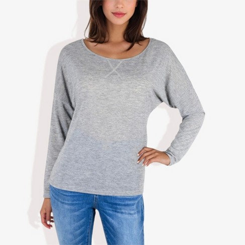 Anna-Kaci Women's Long Sleeve Boat Neck Pullover Top with Stitch Detail - image 1 of 4