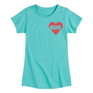 Girls' - Marvel - Heart Valentine Fitted Short Sleeve Graphic T-Shirt - 1 of 4