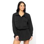 Yogalicious Radiant Commuter Woven Cropped Windbreaker with Front Patch Pockets