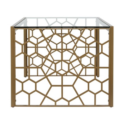 Juliette Brass-Finished Metal & Tempered Glass Rectangular Coffee Table