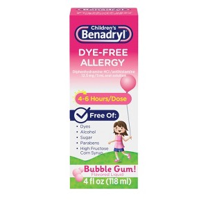 Children's Benadryl Dye-Free Diphenhydramine Allergy Liquid - Bubble Gum - 4 fl oz - 1 of 4