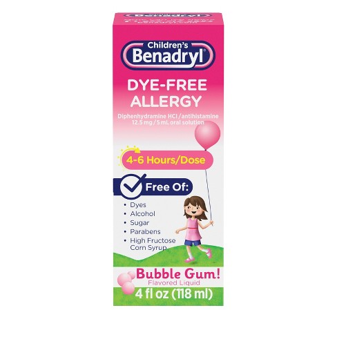 Children's Benadryl Dye-Free Allergy Relief Liquid - Bubble Gum - Diphenhydramine - 4 fl oz - image 1 of 4