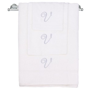 BC BARE COTTON Monogrammed Towel Set, Personalized Gift, Set of 3 - White - Silver Script - 1 of 1