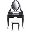 Modern Makeup Vanity, Girls Vanity Set with Lighted Mirror and Cushioned Stool - 3 of 4