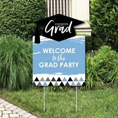 Big Dot of Happiness Light Blue Graduation Party Decorations - Grad Party Welcome Yard Sign