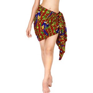 LA LEELA Women's Summer Bikini Wraps Beach Wrap Cover up Sarong Skirt Swimsuit Swimwear Cover Ups for Women One Size Short Blue Parrot, Red - 1 of 4