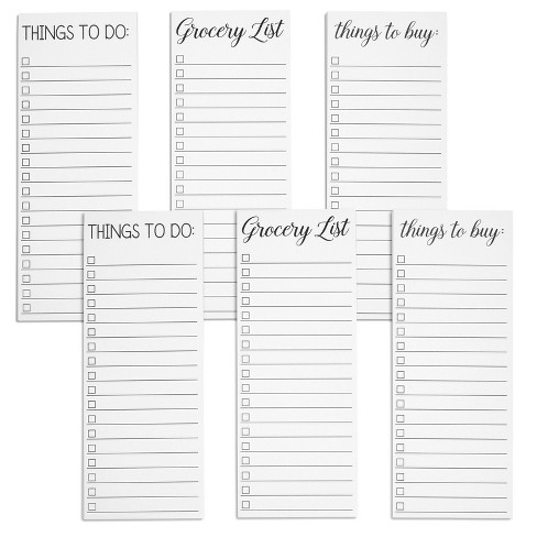 Paper Junkie 6-pack Grocery List Magnet Pad For Fridge, To Do Planner,  Things To Buy Shopping Notepad, 3 Designs, 3.5 X 9 In : Target