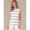 INSPIRE CHIC Women's Stripe Sleeveless Crew Neck Summer Hollow Out Vacation Casual Crochet Vest - 4 of 4