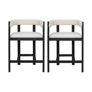 Christopher Knight Home Set of 2 Adrian Rubberwood Upholstered Open Back Counter Height Barstools Beige/Black - 1 of 4