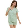 Jaclyn Short Sleeve Ribbed Notched Collar Top & Shorts 2 Piece Pajama Set (Juniors & Women) - 2 of 4