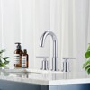 WOWOW 8 in. Widespread Double Handle Bathroom Faucet with Pop-Up Drain in Brushed Nickel - 3 of 4